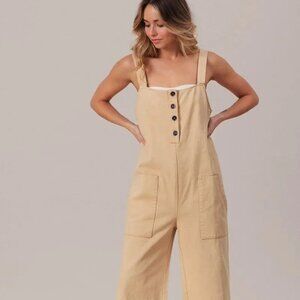 BiBi Washed Denim Buttoned Overall Jumpsuit
